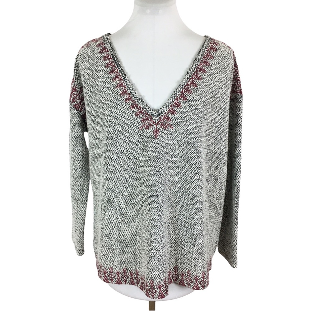 UO Ecote Sz S Embroidered gray pullover sweater